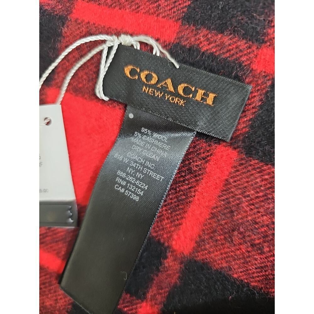 COACH apparel scarf F85858 Red & Black Special Cashmere Blend NWT $125.00 - Picture 4 of 8